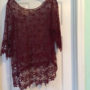 Plum colored cover up or over shirt.